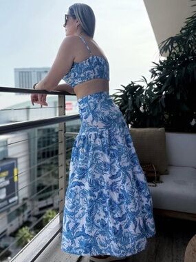 Commense 2pc Skirt Set Seaside Joy Print Twist Detail Skirt Set Size Medium NWT